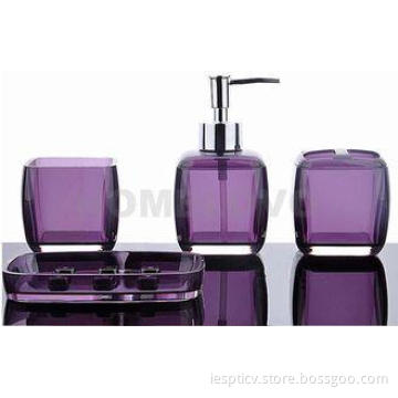 Modern Purple toothbrush holder 5 piece Plastic Bathroom Se